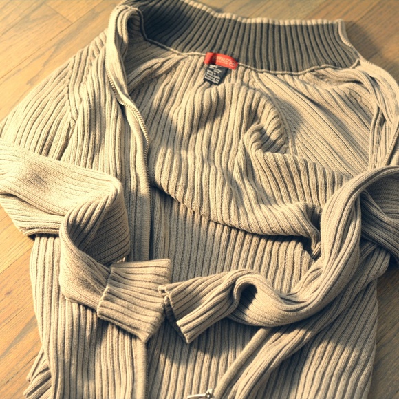Buffalo David Bitton Other - Tan Buffalo David Bitton Ribbed Zip-Up Sweater